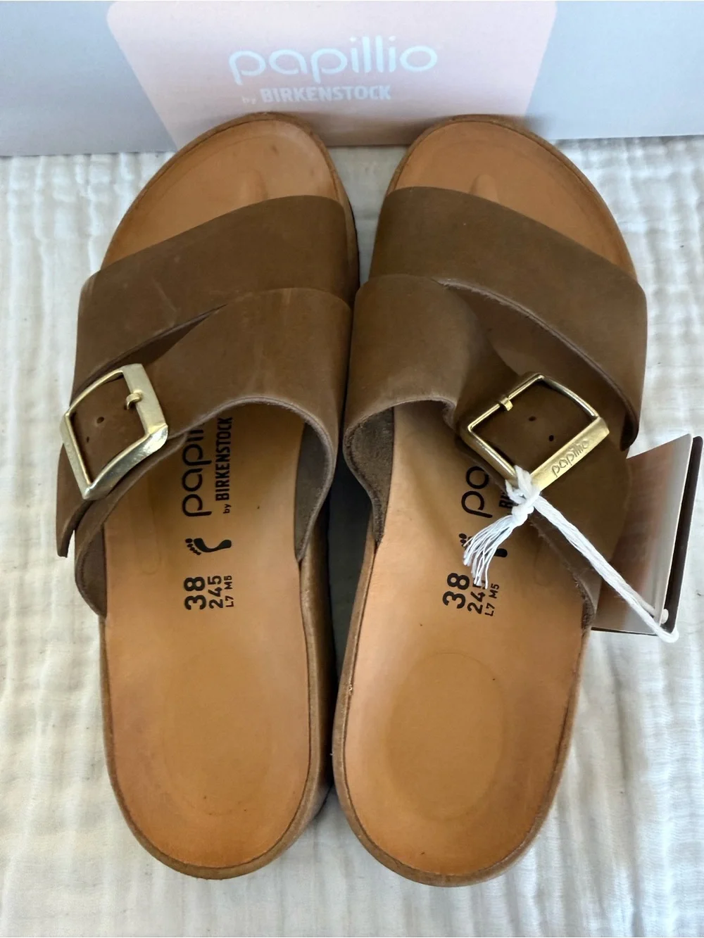 NWT Birkenstock Papillio Almina Nubuck Leather Sandals Size 38 Medium/Narrow